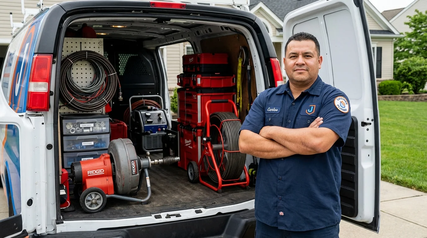 Professional drain cleaning equipment and Johns Plumbing LLC plumber in Immokalee