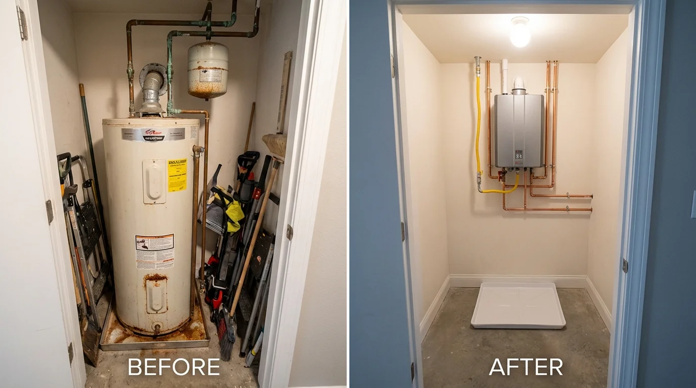 Tank water heater versus wall-mounted tankless unit comparison for Immokalee, FL homeowners
