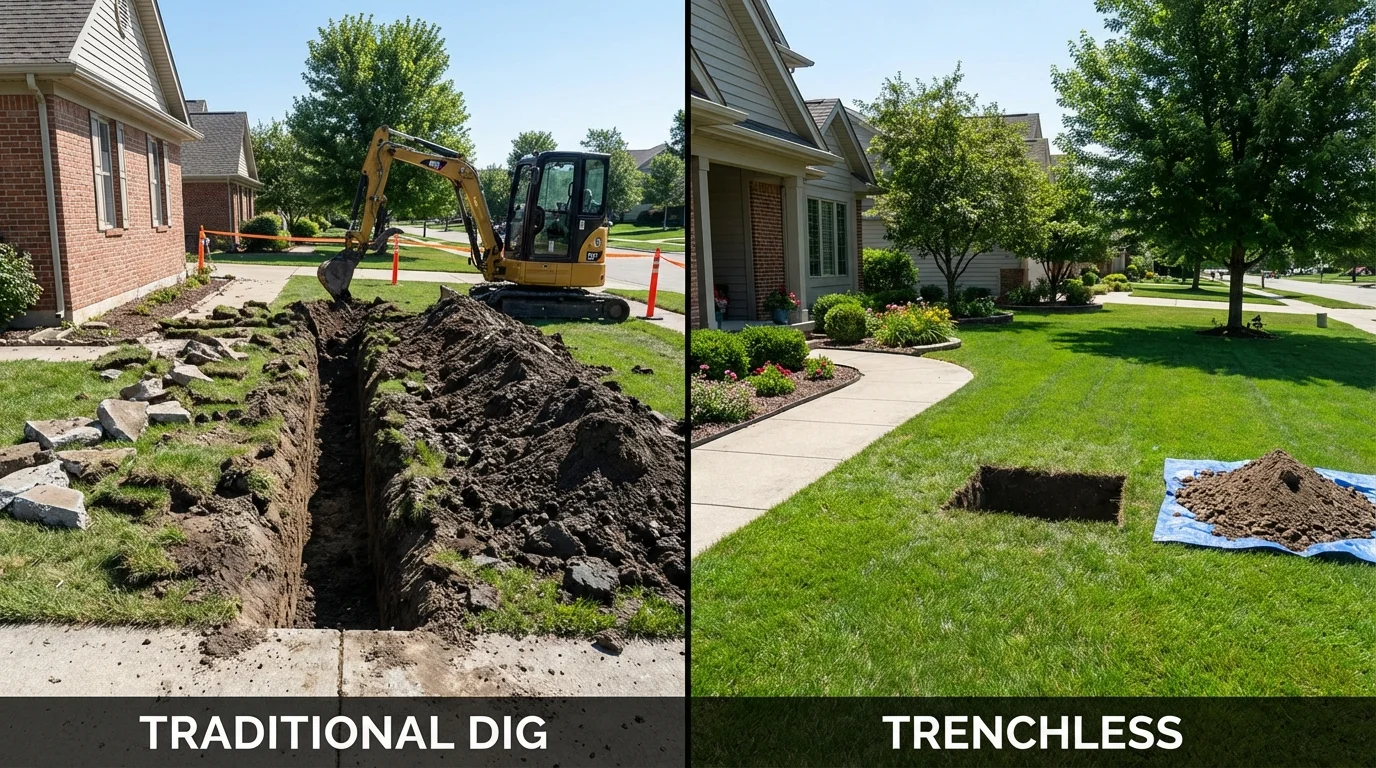 Trenchless sewer repair with minimal yard damage versus traditional excavation in Immokalee, FL